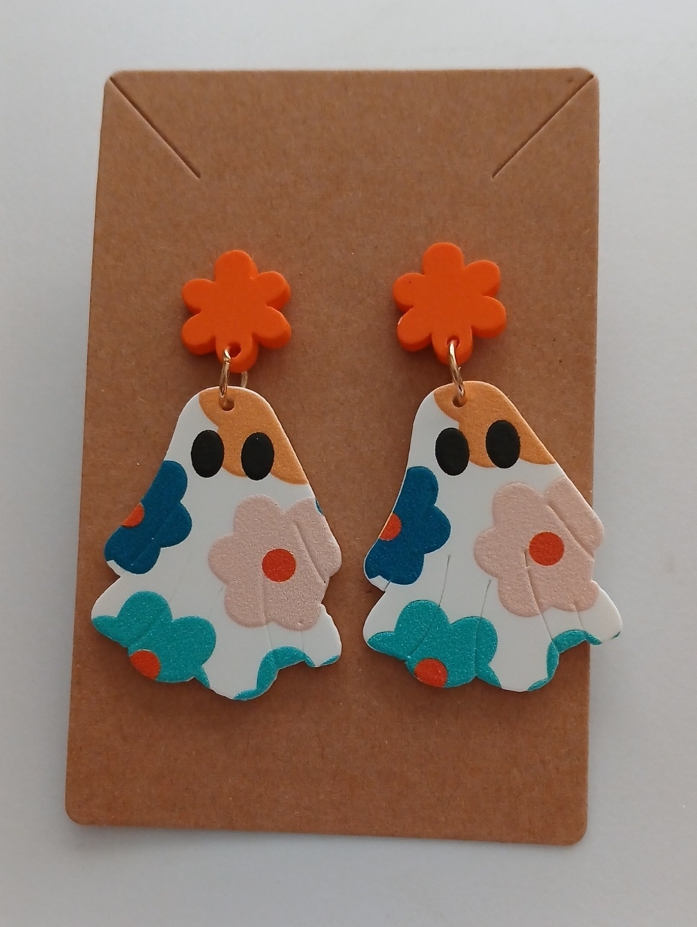 Fashion Jewelry Orange Floral Ghost Drop Earrings